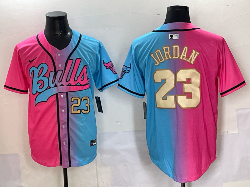 Men Chicago Bulls Nike 23 Jordan Blue pink NBA 2025 Jersey style 004